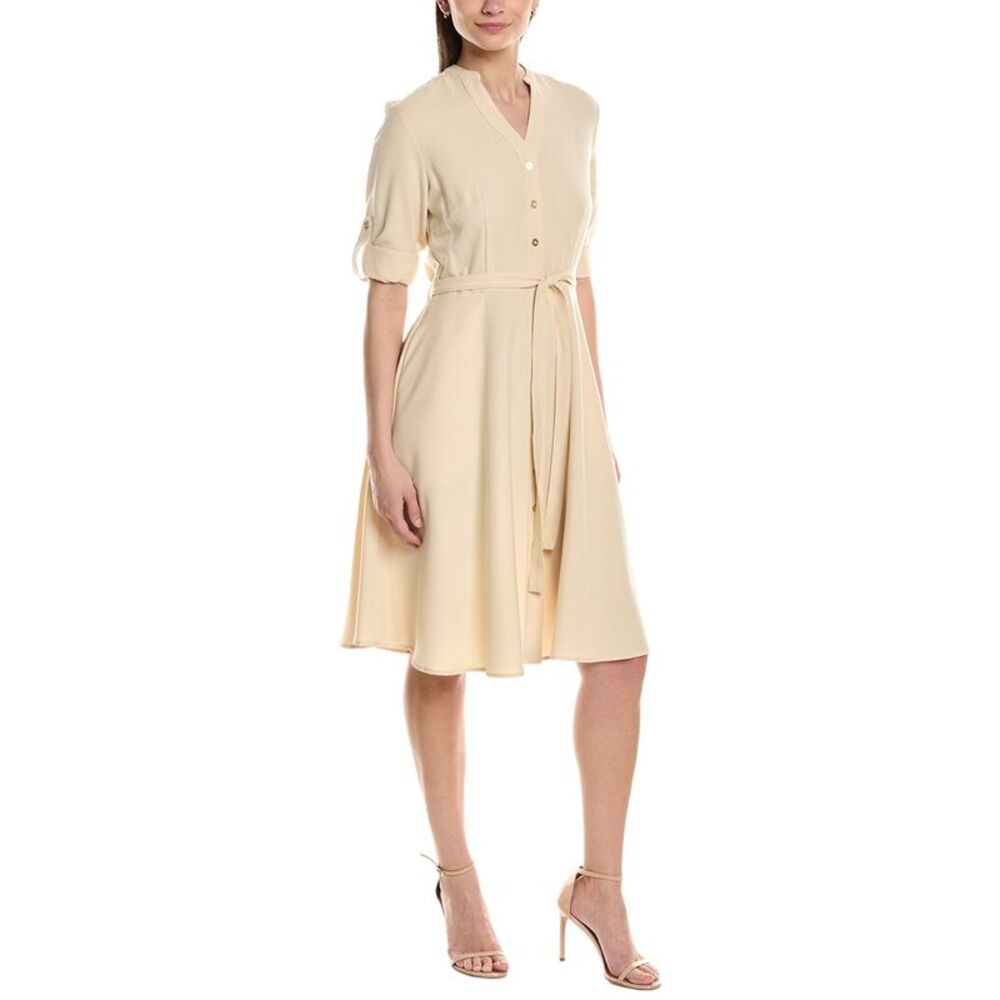 Sharagano Womens  Short Sleeve Shirtdress, Brown